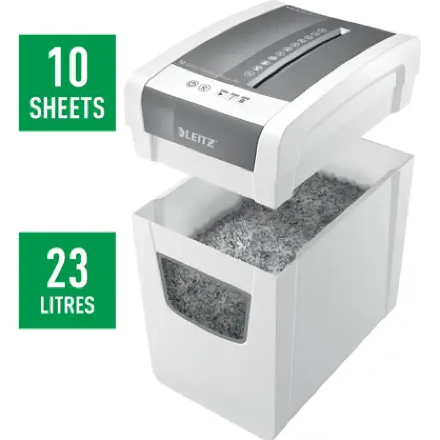 Dokumentförstörare Leitz IQ Slim Home Office P-4, 10-, 23L