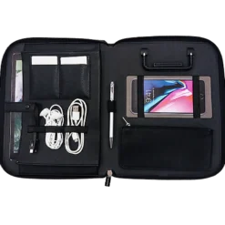 Dokumentmapp Modena B5 med powerbank, svart läder, 5000 mAh
