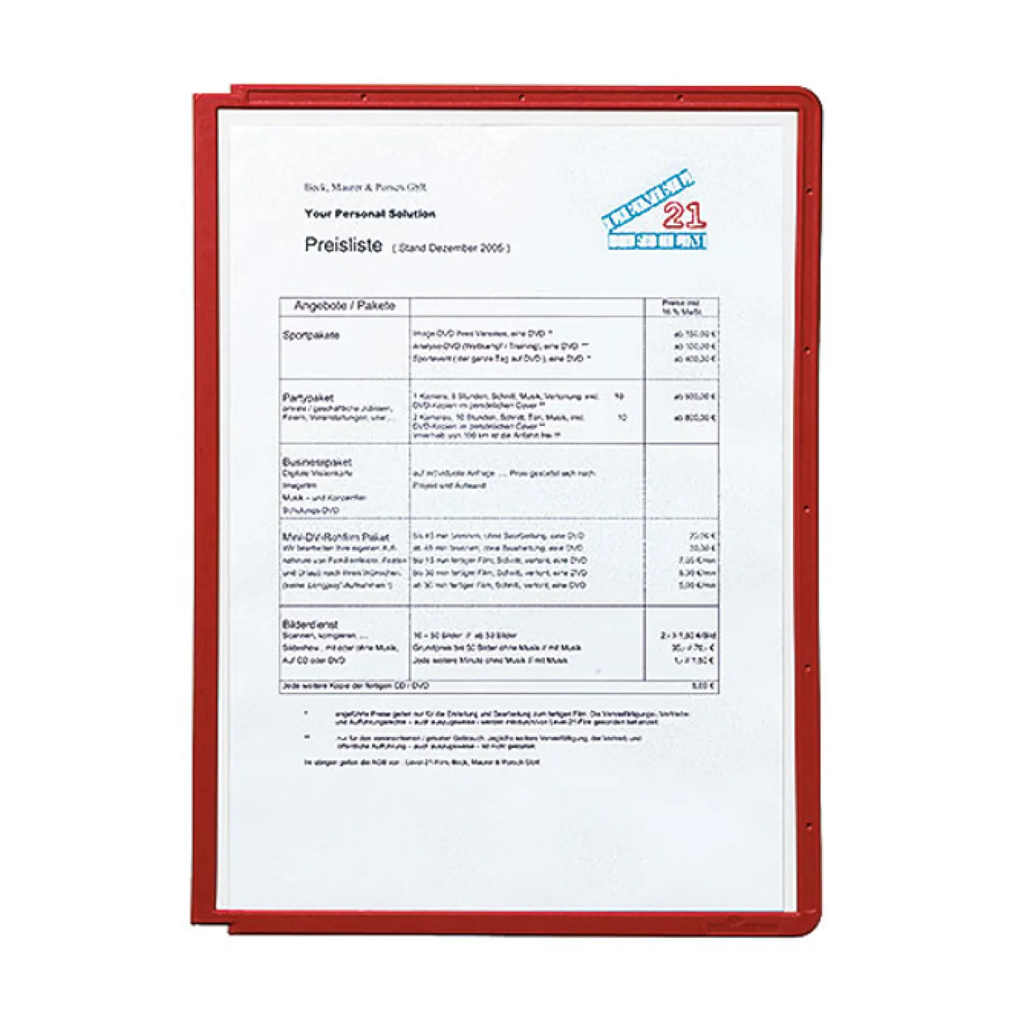 Dokumentpanel Durable Sherpa A4, röd ram, 5 st