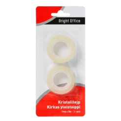 Dokumenttejp Bright Office Kristall Refill, klar, 2-pack
