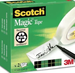 Dokumenttejp Scotch 810 Transparent, 12mm x 66m, 2 st