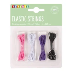 Elastisk snodd Playbox Blandade färger, 1 mm, 1,2 m, 4-pack