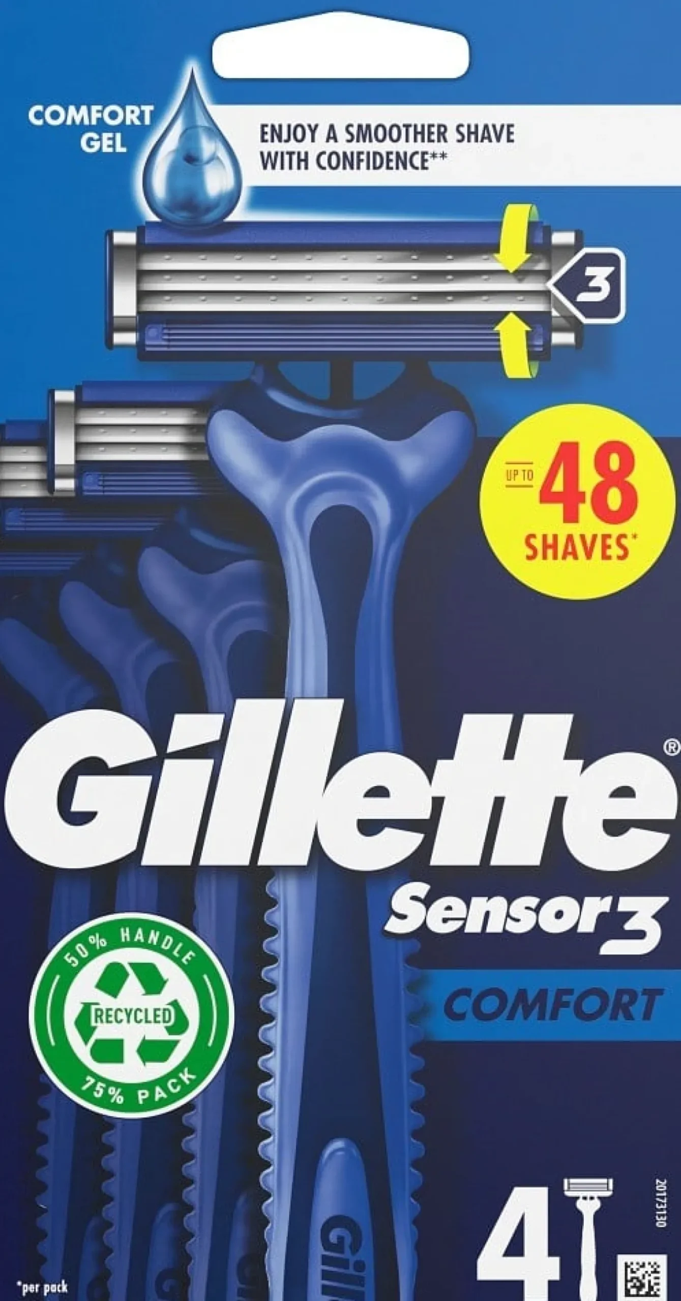 Engångsrakhyvel Gillette Sensor3 Comfort, 3 blad, 4 st