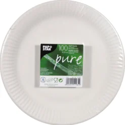 Engångstallrik Papstar Pure Papp, vit, 15 cm, 100 st/fp