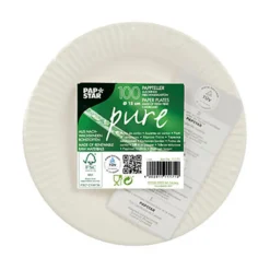 Engångstallrik Papstar Pure Papp, 19 cm, vit, 100 st/fp