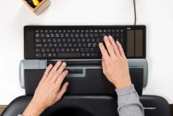 Ergonomisk mus Mousetrapper Delta Extended, kolfiberrullstav, svart/grå