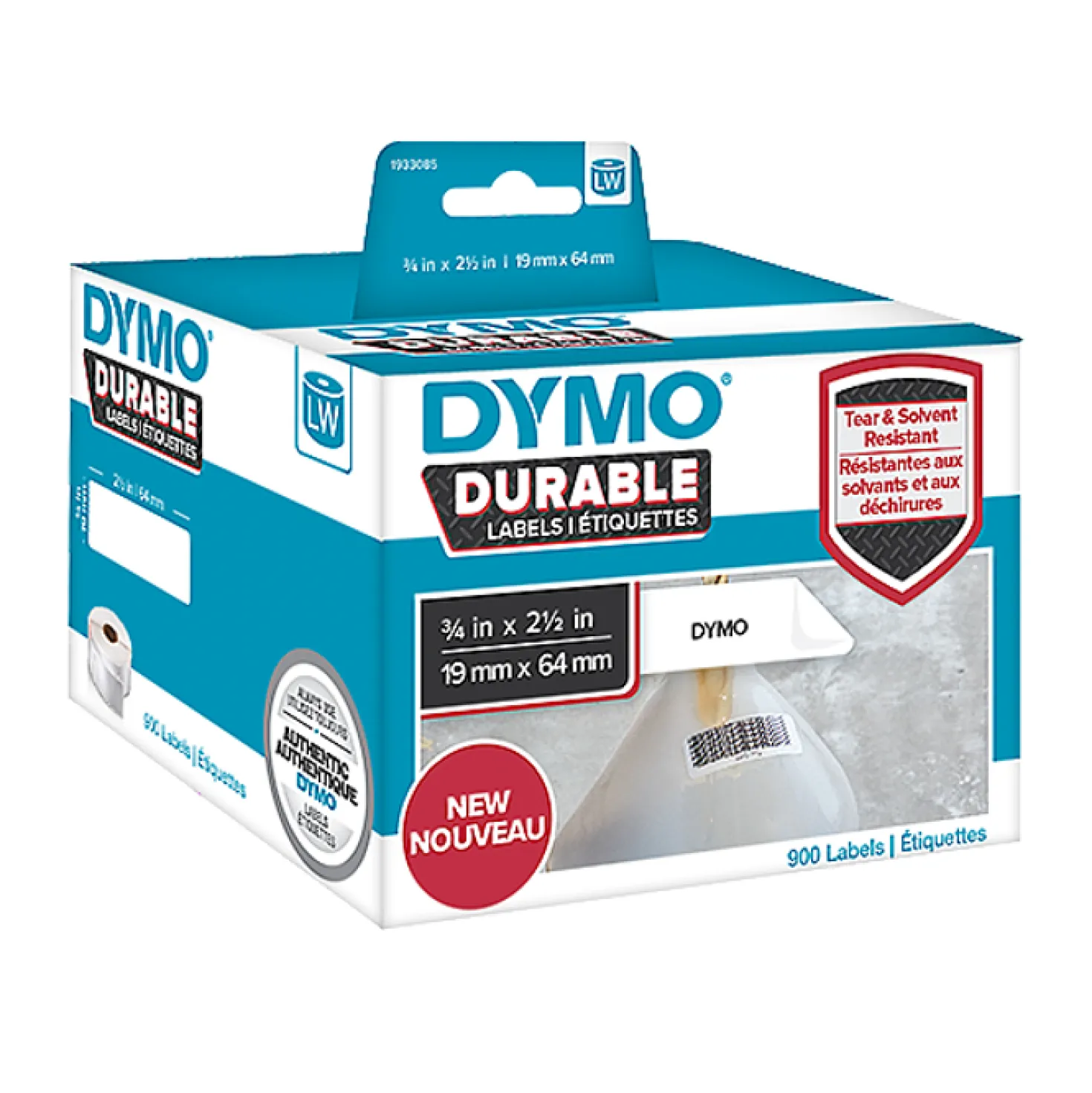 Etikett Dymo LW Durable Polypropylen, 19x64 mm, 450 st