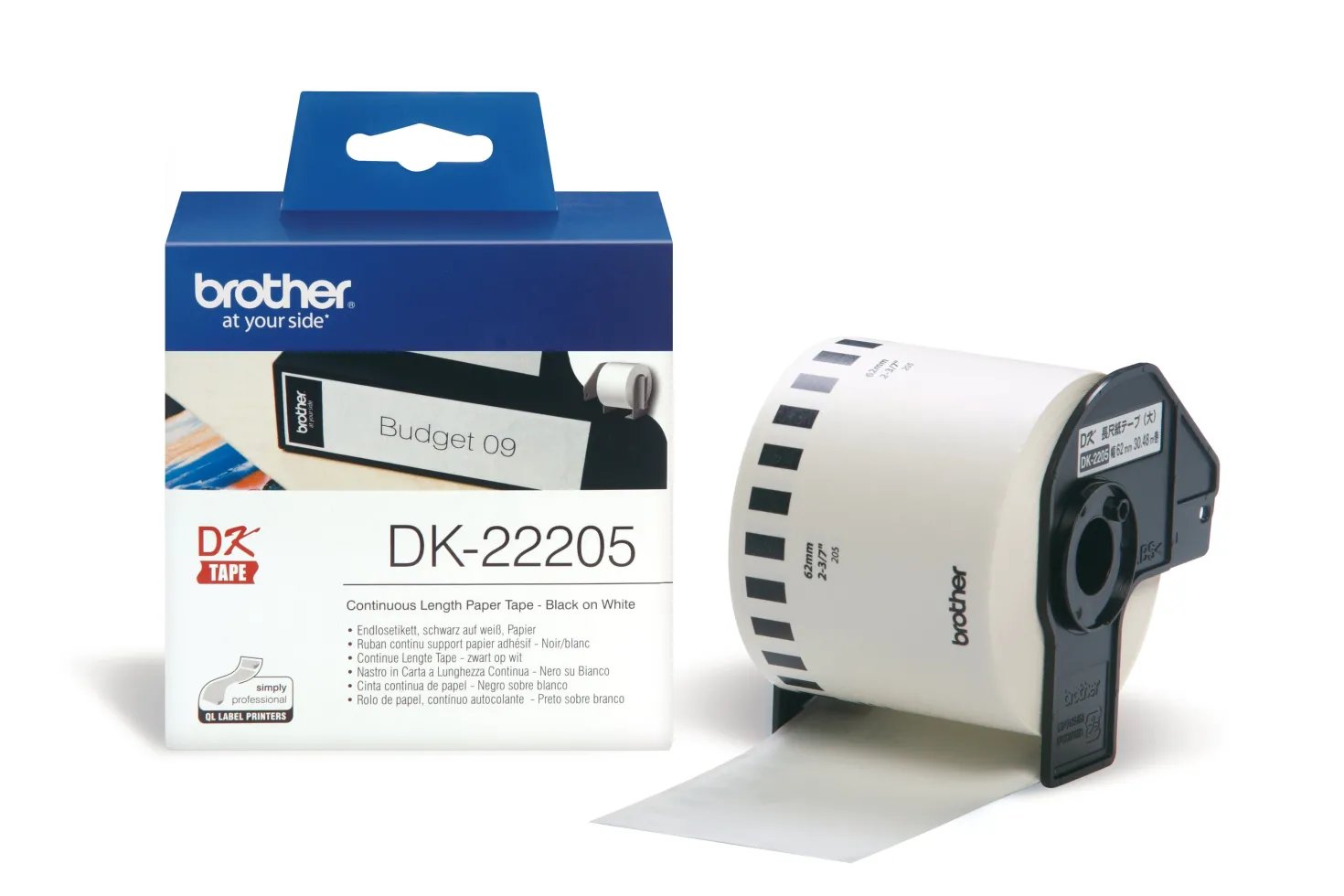 Etikettejp Brother DK22205 Papper, 62 mm x 30,48 m