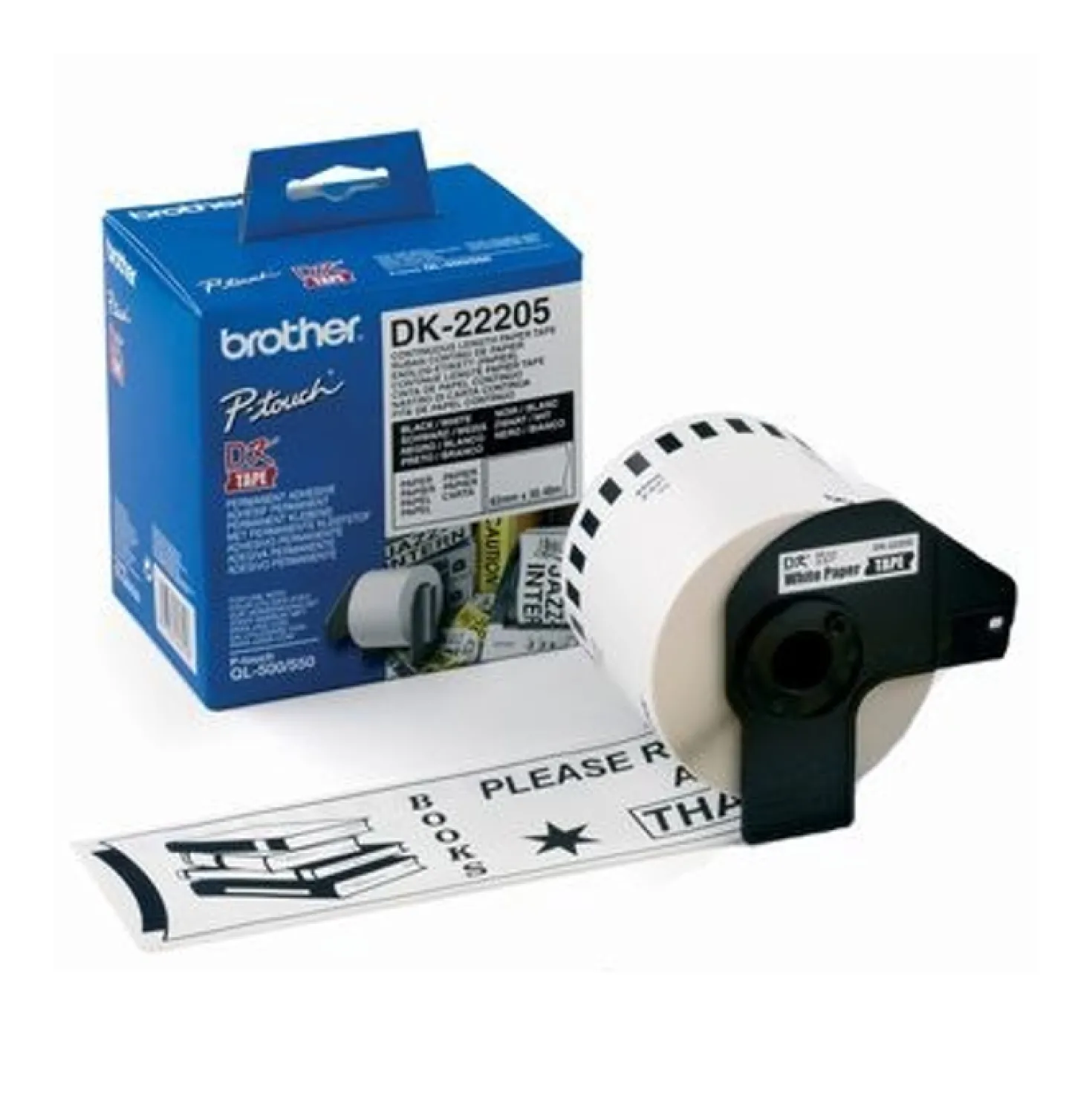 Etikettejp Brother DK22205 Papper, 62 mm x 30,48 m