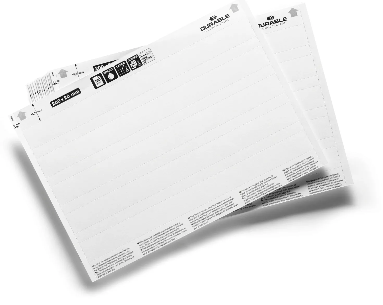 Etiketter Durable till etiketthållare, 200 x 20 mm