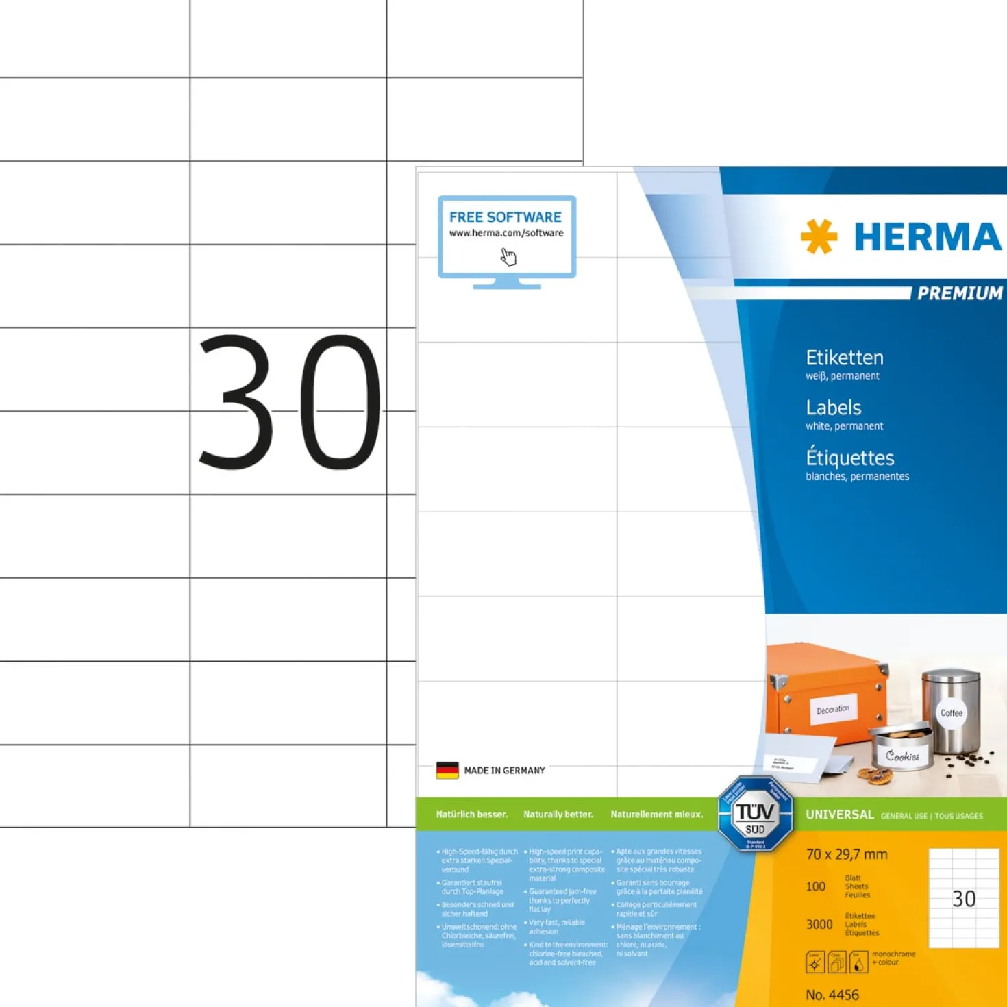 Etikett Herma Premium 70 x 29,7 mm, 3000 st