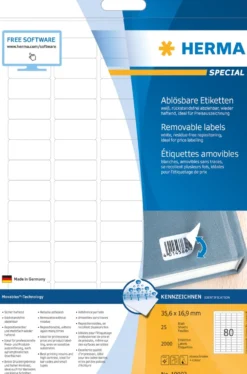 Etikett Herma Special Avtagbar, 35,6x16,9 mm, 2000 st