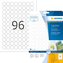 Etikett Herma Special Avtagbar, rund Ø20mm, vit, 2400 st