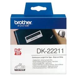 Etikettrull Brother DK22211, vit plastfilm, 29 mm x 15,24 m