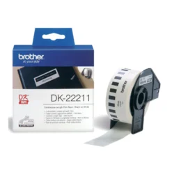 Etikettrull Brother DK22211, vit plastfilm, 29 mm x 15,24 m