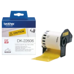 Etikettrulle Brother DK-22606, gul plastfilm, 62 mm x 15,24 m