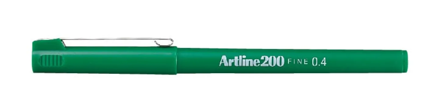 Fiberpenna Artline 200 Fineliner, grön, 0,4 mm