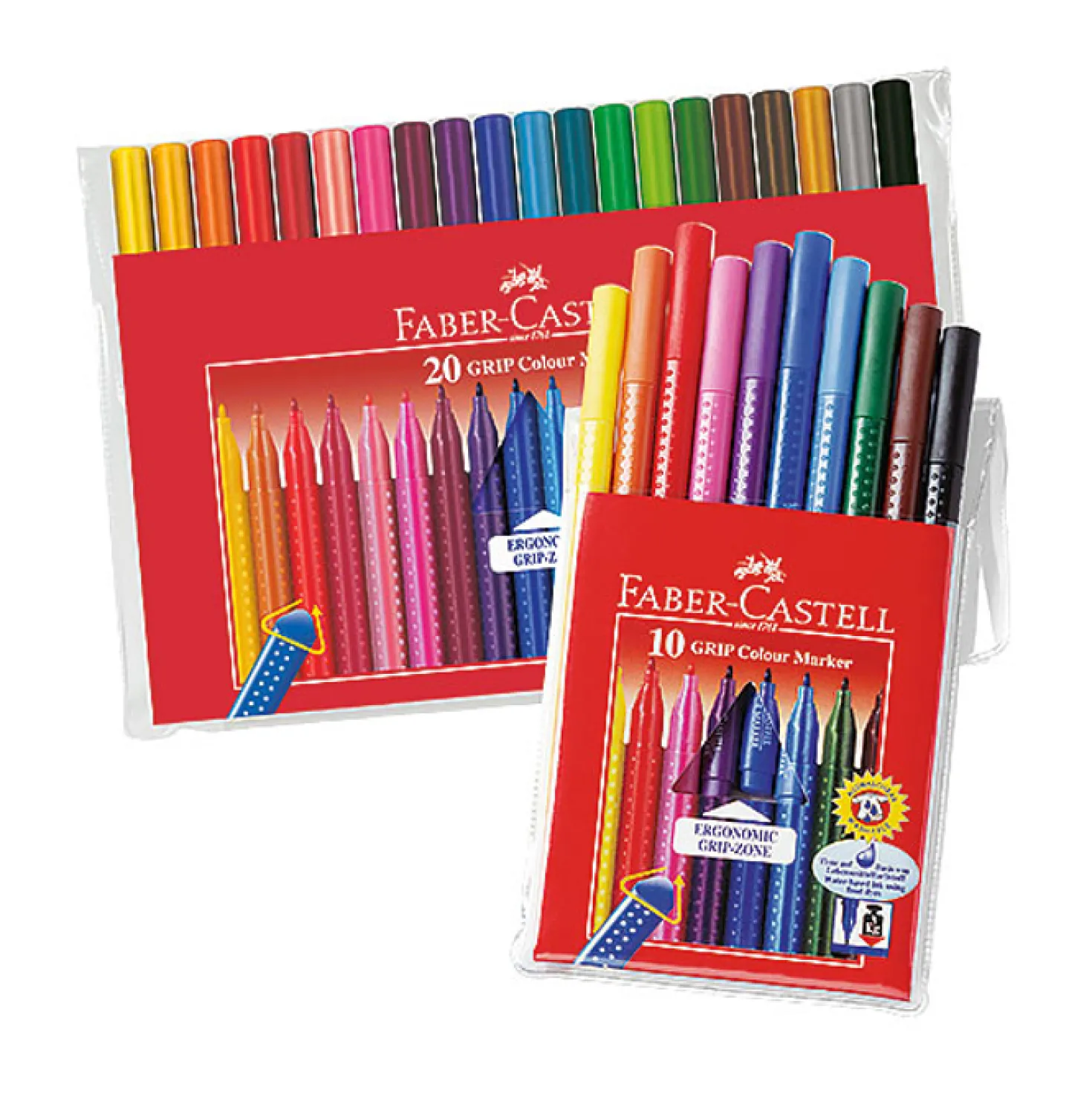 Fiberpenna Faber-Castell Grip Colour, trekantsgrepp, 10 st