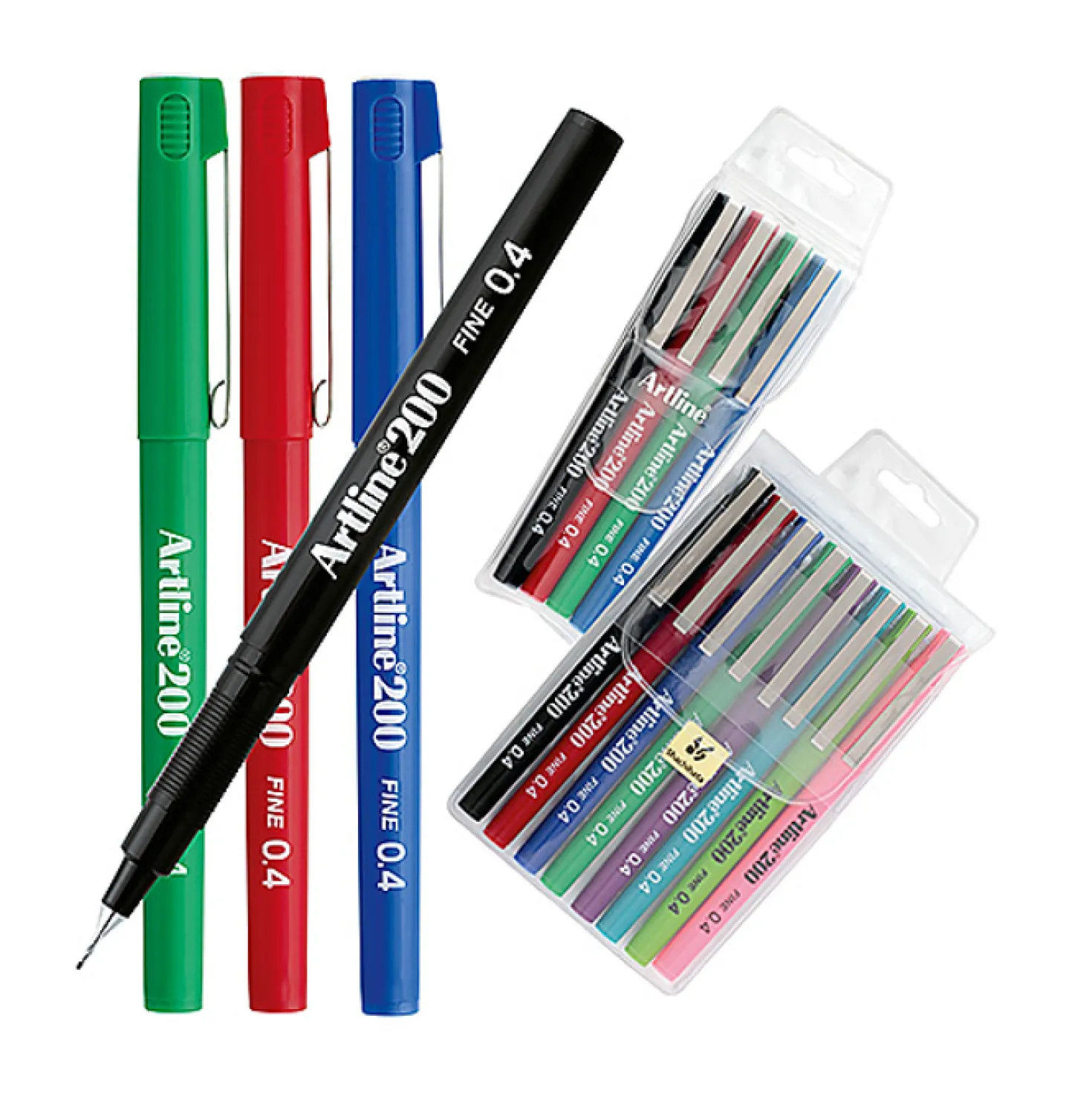 Fiberpenna Fineliner Artline 200, 0,4 mm, 8-set