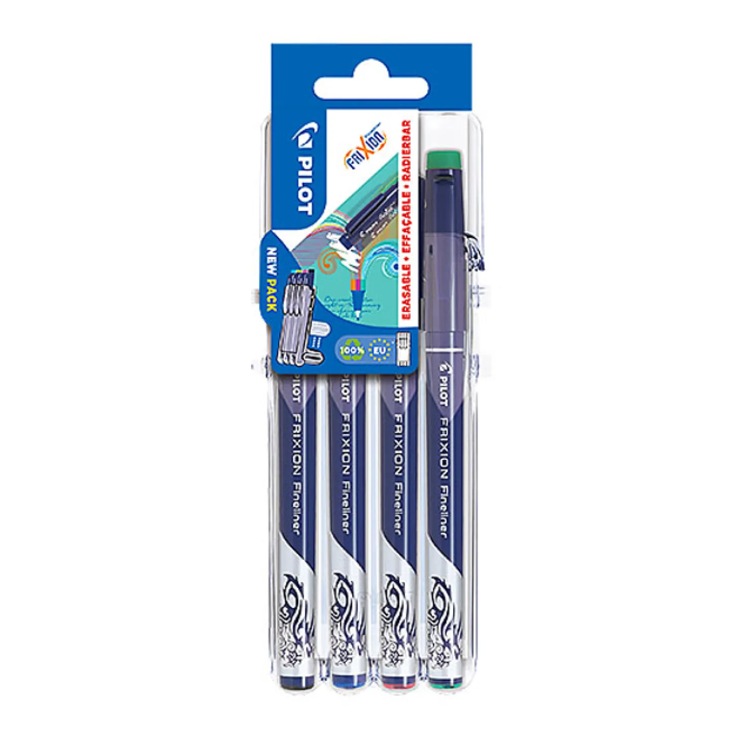 Fiberpenna Pilot Frixion Fineliner 4-set, raderbar, 0,45 mm