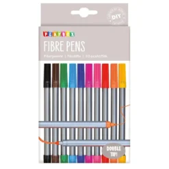 Fiberpenna Playbox Dubbelspets, 10 olika färger, 10-pack
