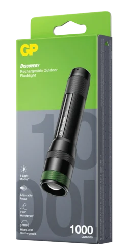 Ficklampa GP Discovery CR42, laddbar, 1000 lumen