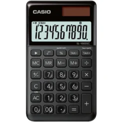 Fickräknare Casio SL-1000SC, 10 siffror, solcell och batteri, svart