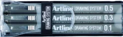 Fineliner Artline Drawing System, 0,1/0,3/0,5 mm, svart, 3-pack