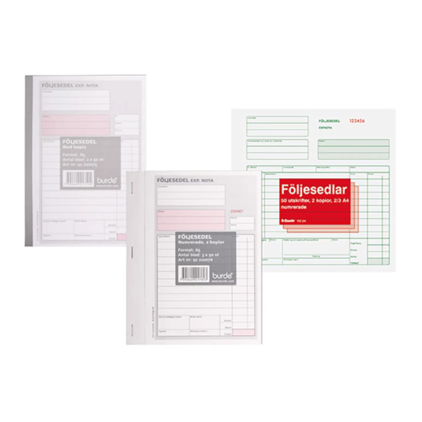 Följesedel Esselte Blankett 2/3 A4, självkopierande, 3x50 blad
