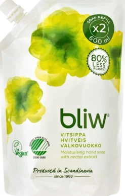 Flytande tvål Bliw Vitsippa Refill, Svanenmärkt, 600 ml