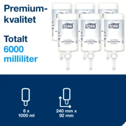 Flytande tvål Tork Premium Extra Mild S1, parfymfri, 1L