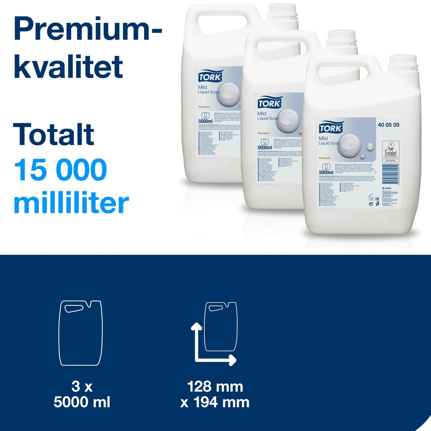 Flytande tvål Tork S3 Mild Tvålcreme, 5 liter