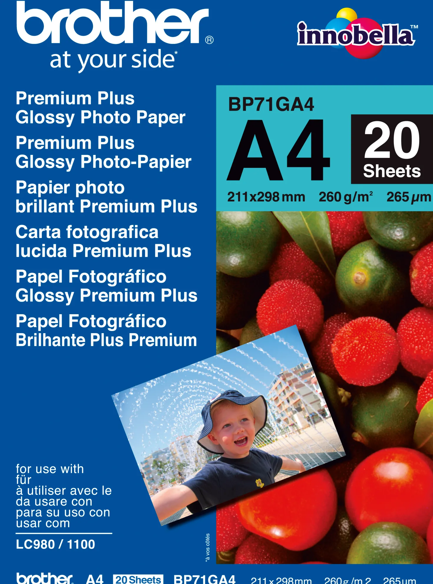 Fotopapper Brother BP71GA4 Glossy, A4, 260 g/m², 20 ark