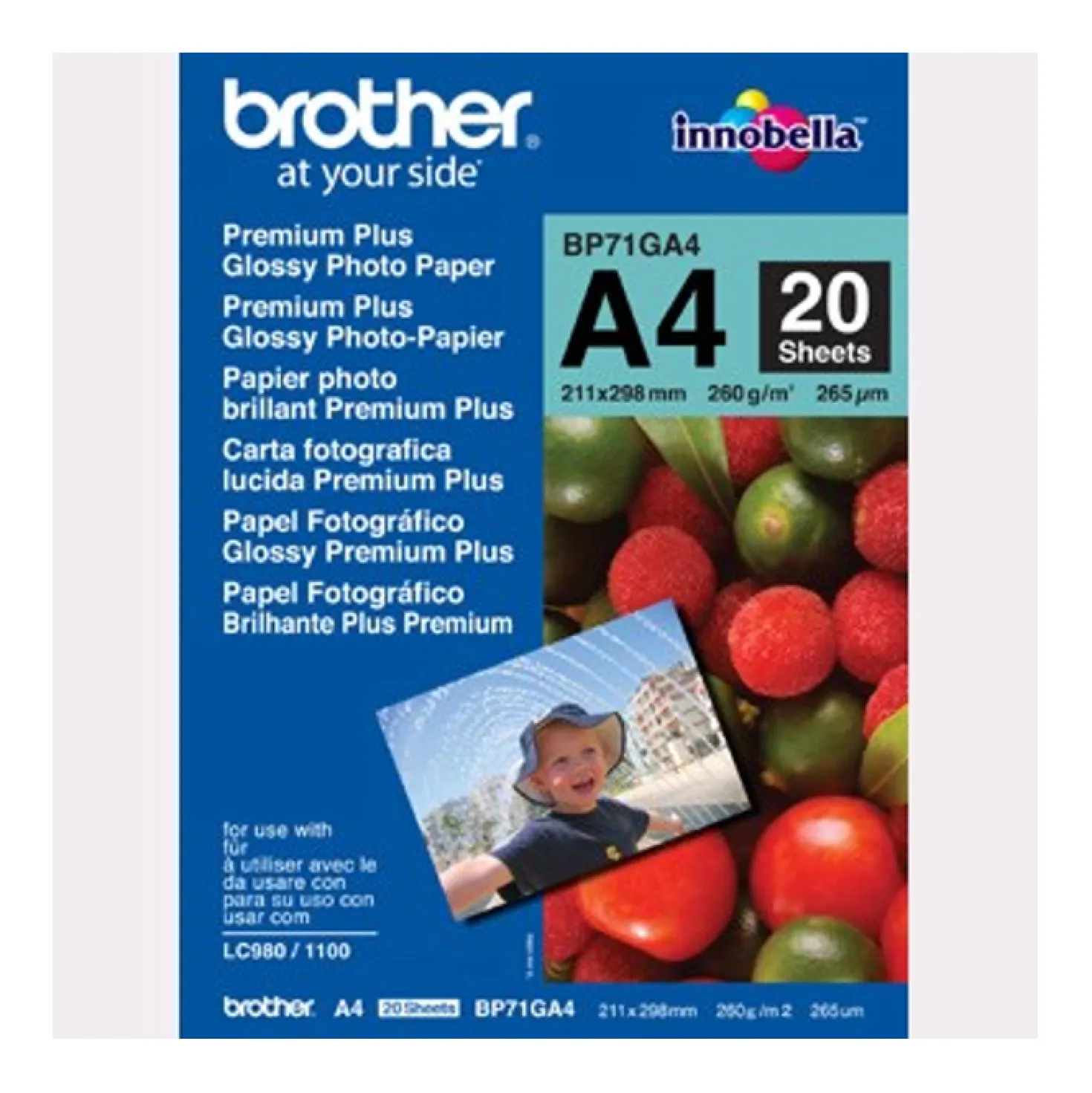 Fotopapper Brother BP71GA4 Glossy, A4, 260 g/m², 20 ark