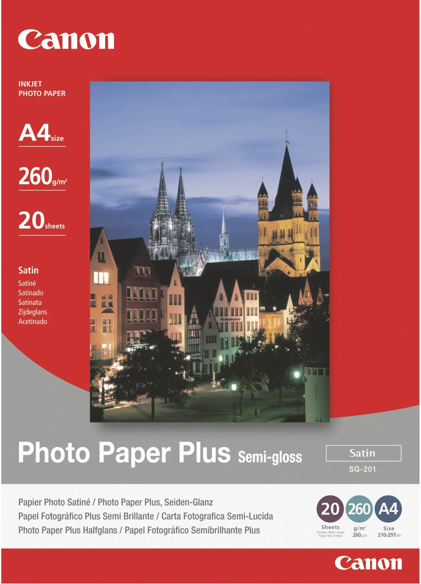 Fotopapper Canon SG-201 Photo Plus Semi-Gloss, A4, 260 g/m², 20 ark