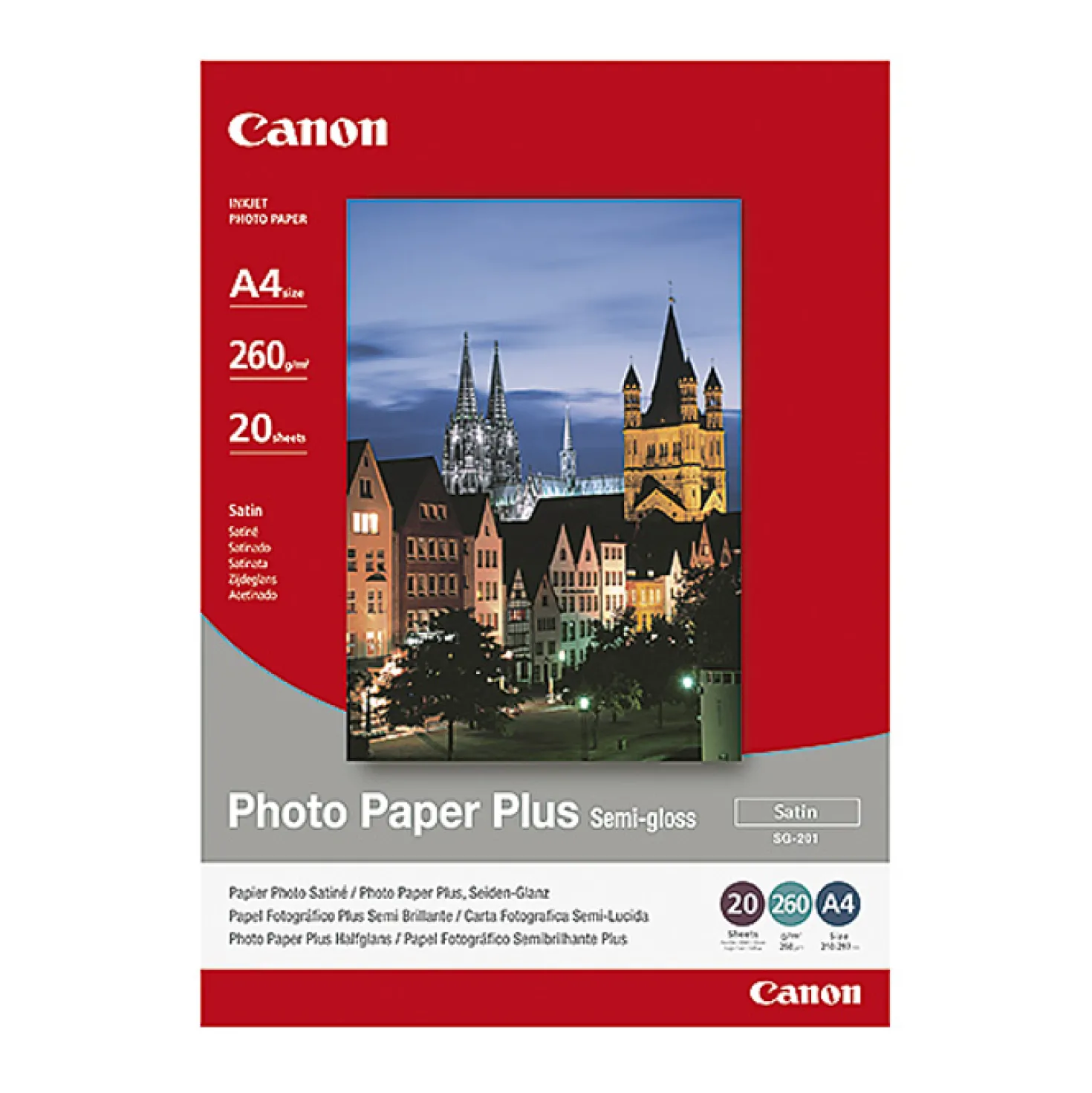 Fotopapper Canon SG-201 Photo Plus Semi-Gloss, A4, 260 g/m², 20 ark