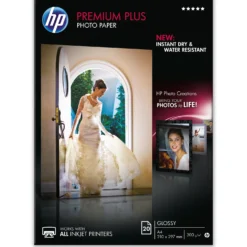 Fotopapper HP Premium Plus A4, 300 g/m², glättat, 20 ark