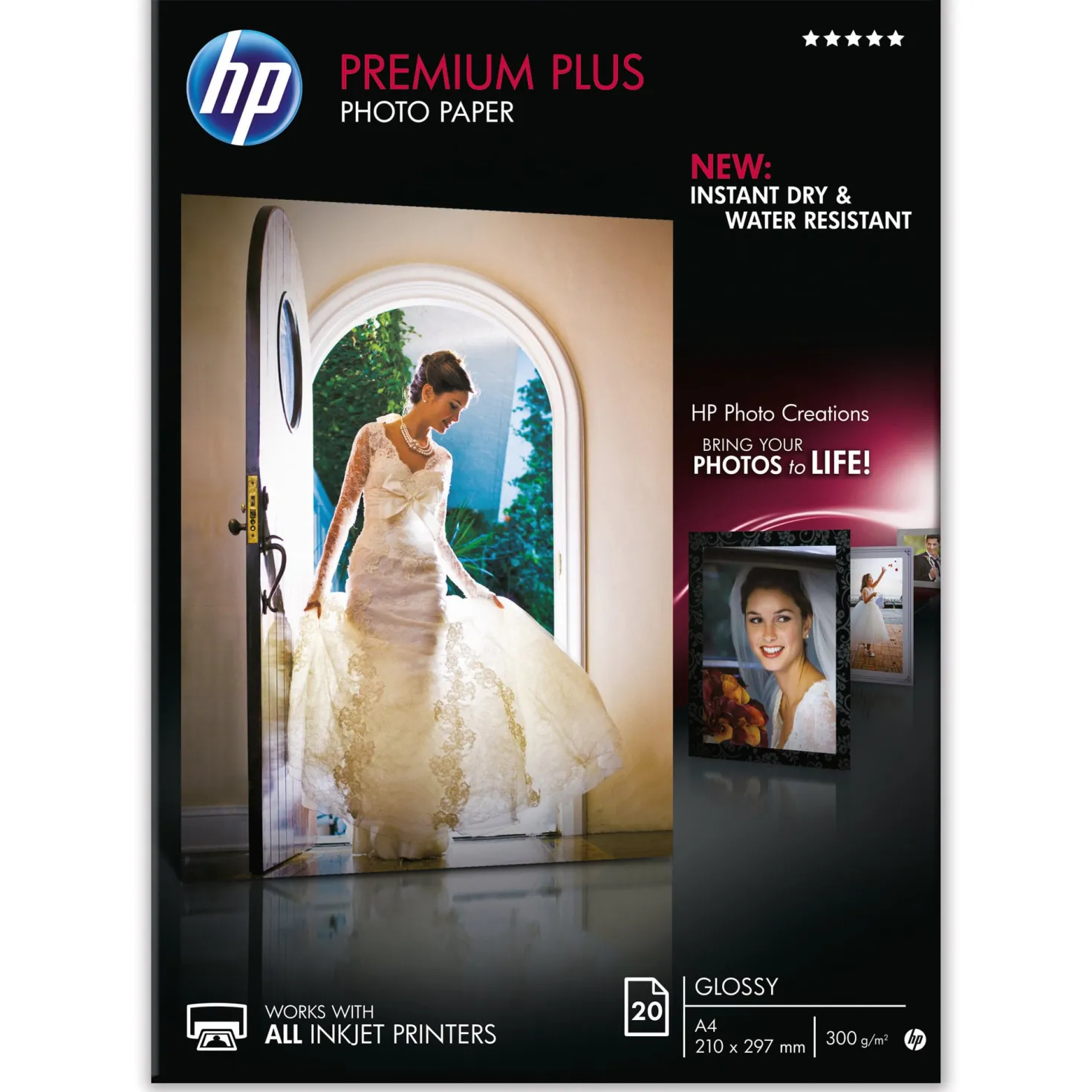 Fotopapper HP Premium Plus A4, 300 g/m², glättat, 20 ark
