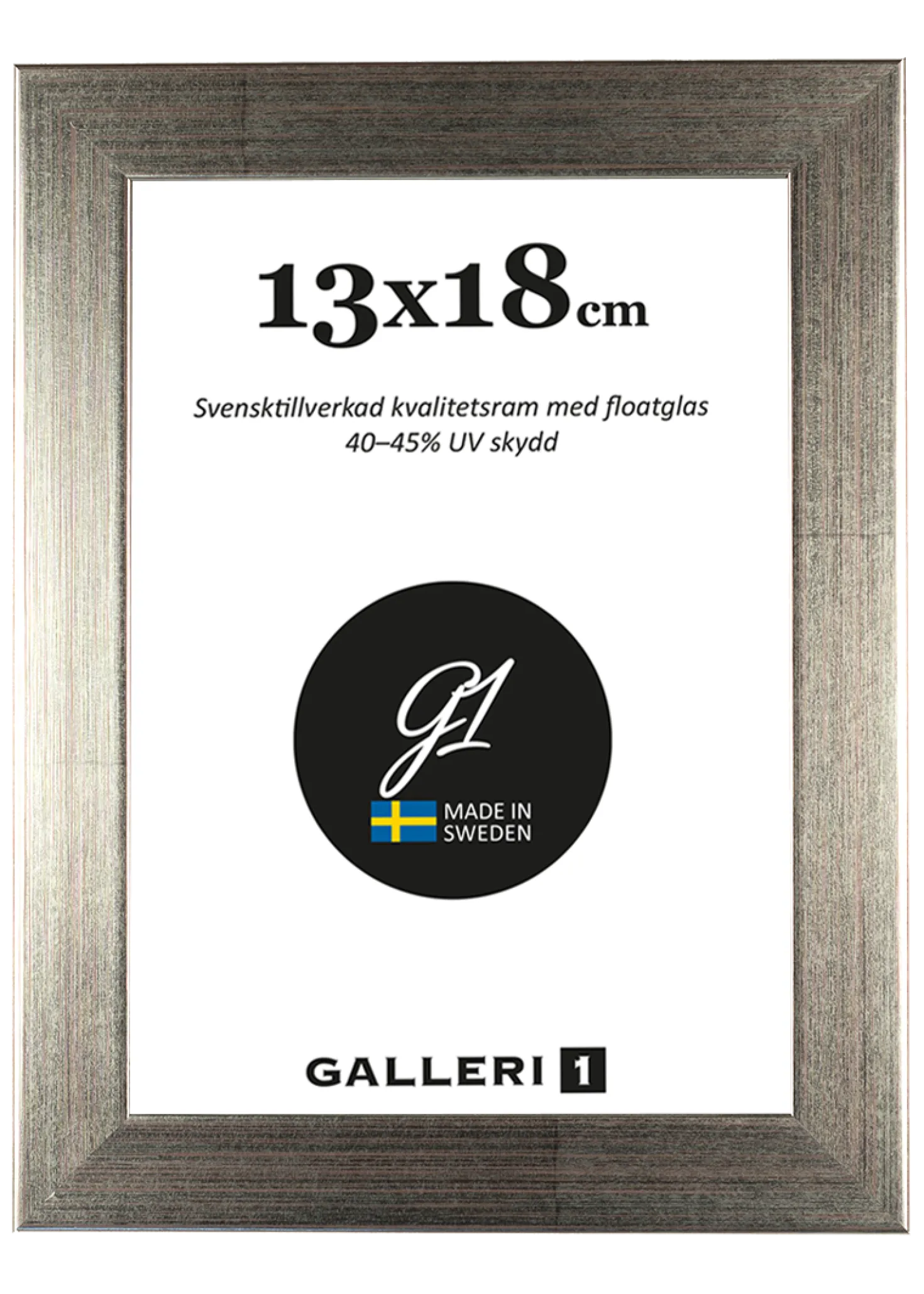 Fotoram Galleri1 Silverfärgad Trä, 13x18 cm, floatglas