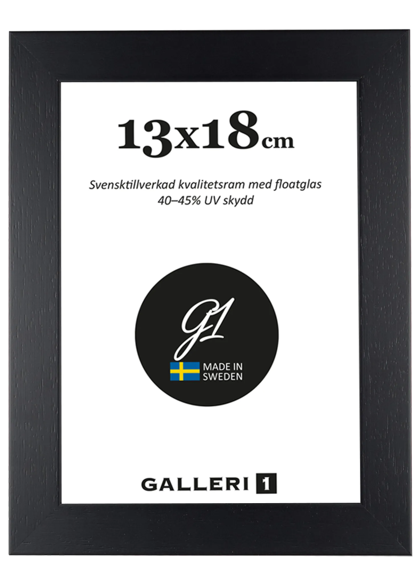 Fotoram Galleri1 Svart Ayousträ, 18x24 cm, flytglas