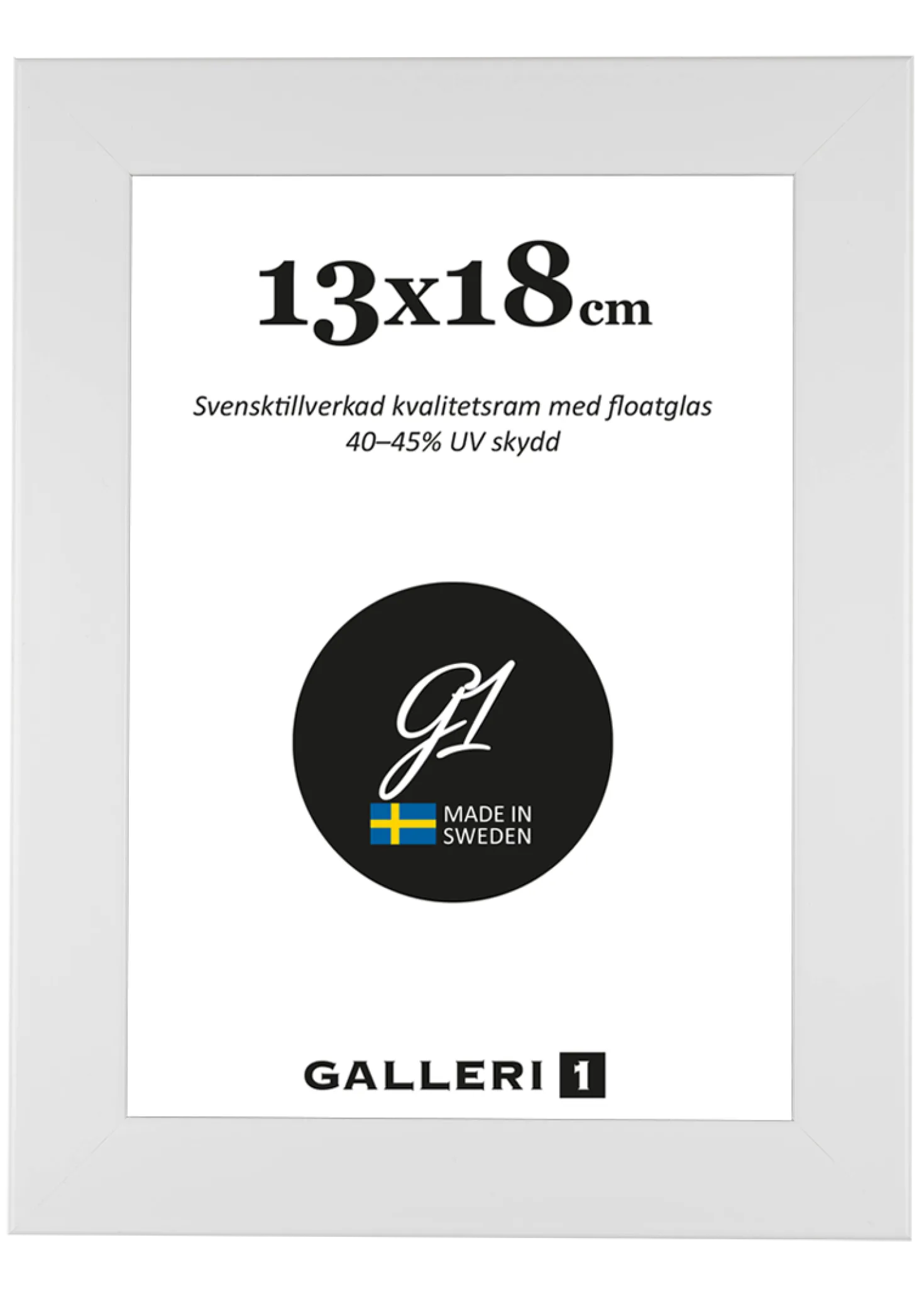 Fotoram Galleri1 vitmålad trä platt, 70x100 cm, klart glas