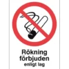 Förbudsskylt Rökning förbjuden, 297x210 mm, plast eller aluminium