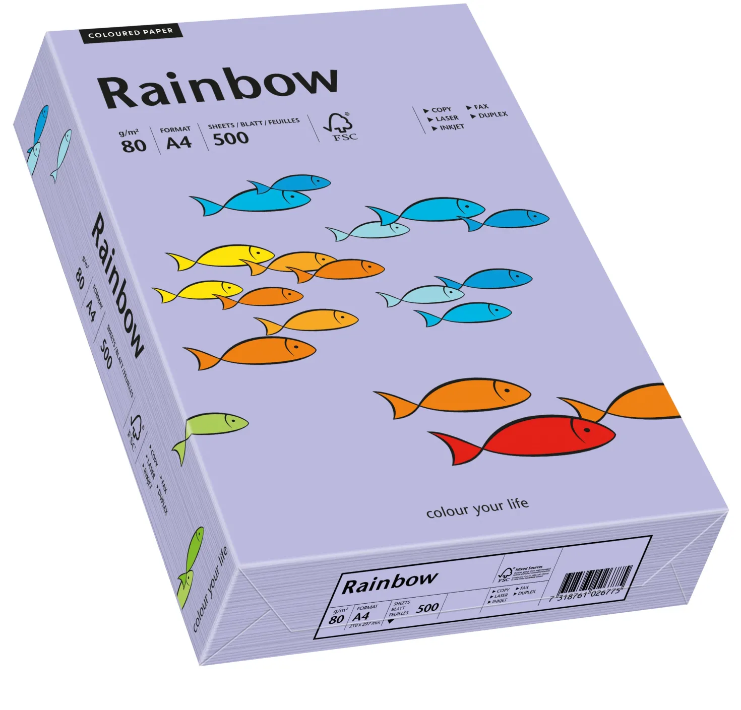 Färgat kopieringspapper Rainbow A4 80g, lila, 500 ark