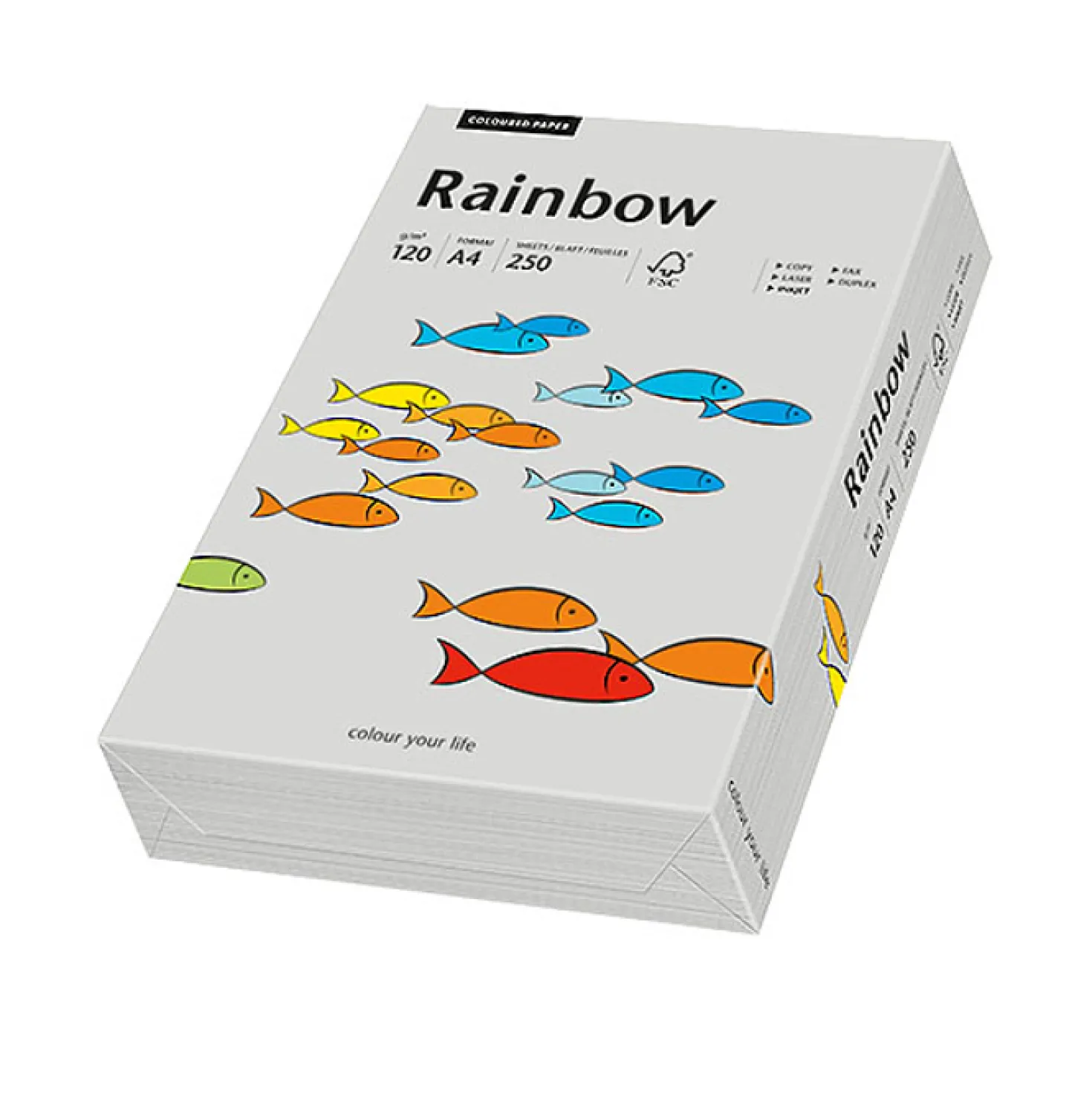 Färgat papper Rainbow A4 120g, grå, matt, 250 ark