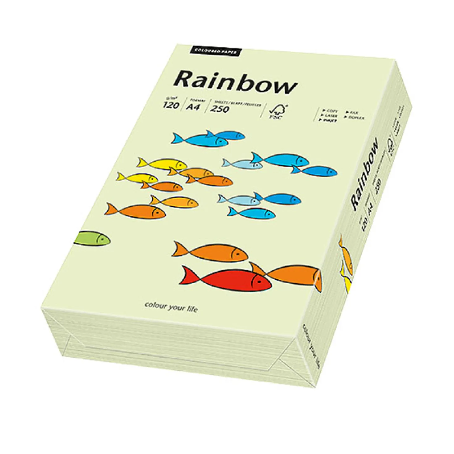 Färgat papper Rainbow A4 120g, ljusgrön, 250 ark