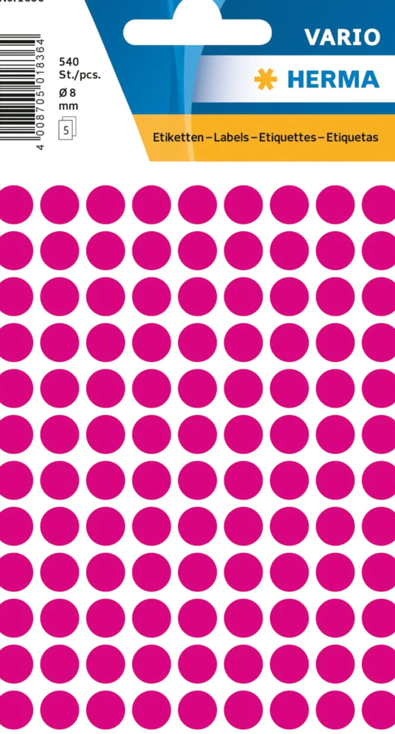 Färgetikett Herma Färgsignal Rund, rosa, 8 mm, 540 st