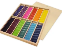 Färgpennor Playbox Storpack, smala, blandade färger, trälåda