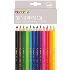 Färgpennor Playbox Tjocka, blandade färger, 12-pack