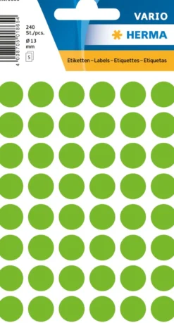 Färgsignaletiketter Herma Runda, grön, ø13 mm, 240 st