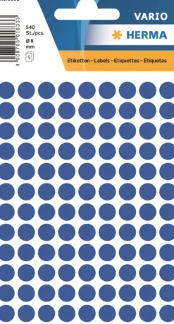 Färgsignaletiketter Herma Rund, mörkblå, 8 mm, 540 st